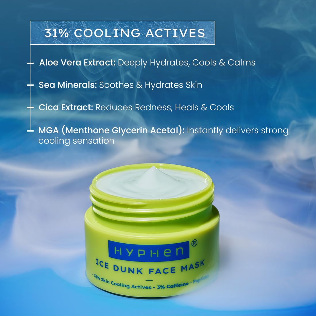 Hyphen Ice Dunk Instant Cooling Face Mask with collagen boost|Glowing Skin